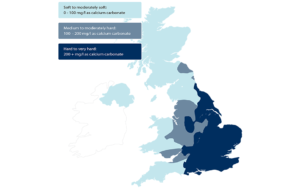 UK water hardness map